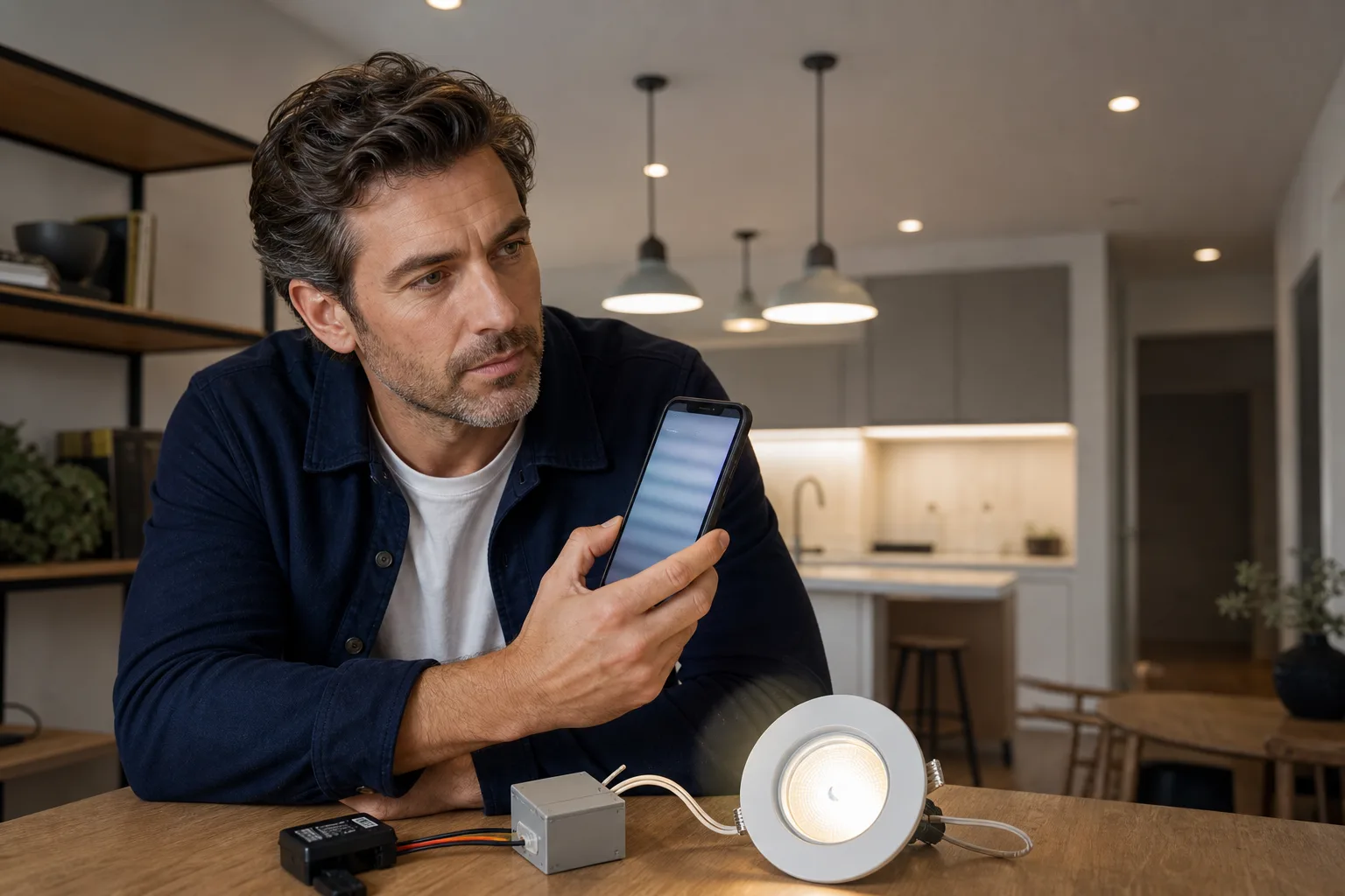 Dimmable LED bulb showing alternating bands of uneven light